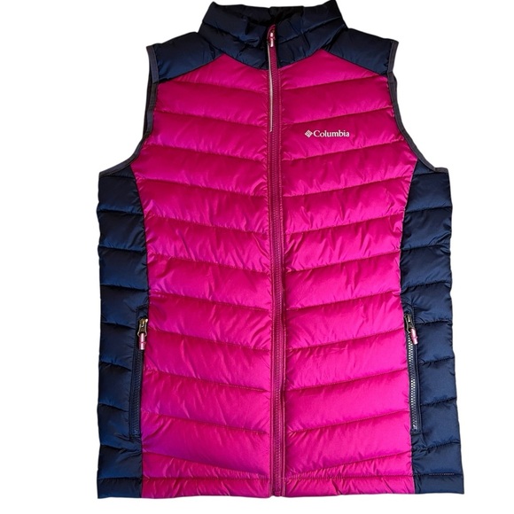 Columbia Fuchsia and Dark Blue Puffer Vest. Omni heat. Large - Picture 1 of 13